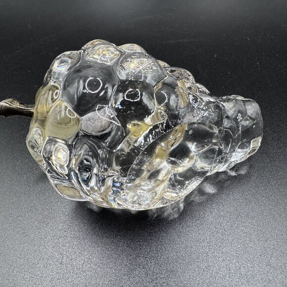 Vintage Heavy Crystal and Brass Grape Cluster Paperweight Art Piece - Picture 5 of 10